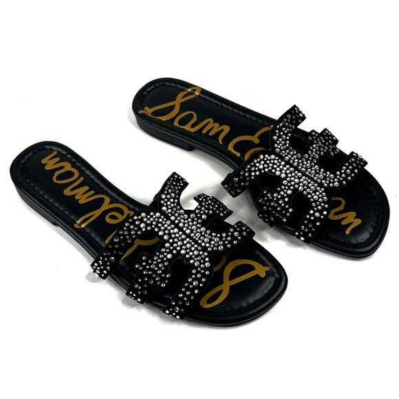 Sam Edelman Bay Gem Rhinestone Slide Sandals Womens Size 8M Black Suede New $110 - Picture 1 of 8